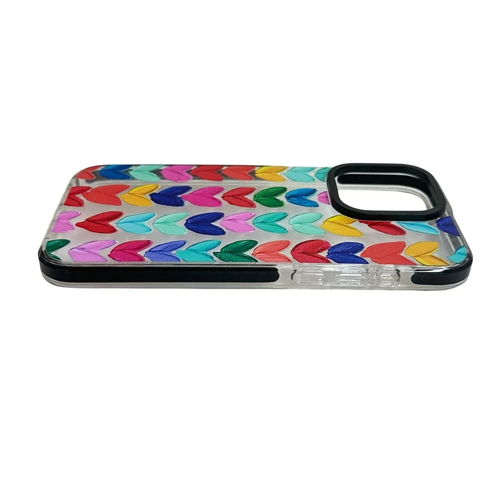 Multi Color Daub Loving Heart Bumper Phone Case for iPhone 15 Pro Max